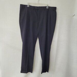 Chaps Pants‎ Mens 42Wx30L Black Wool Cuffed Pleated Office Business City Preppy